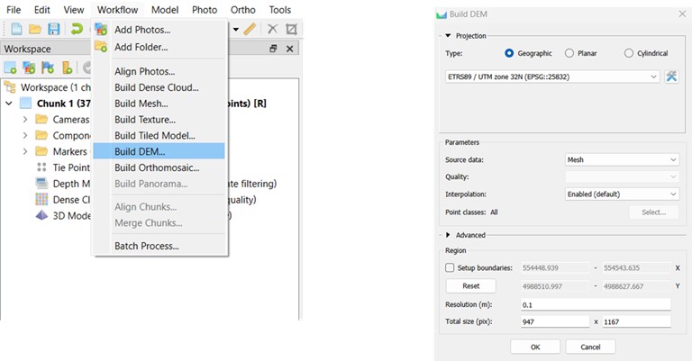Build DEM in Metashape