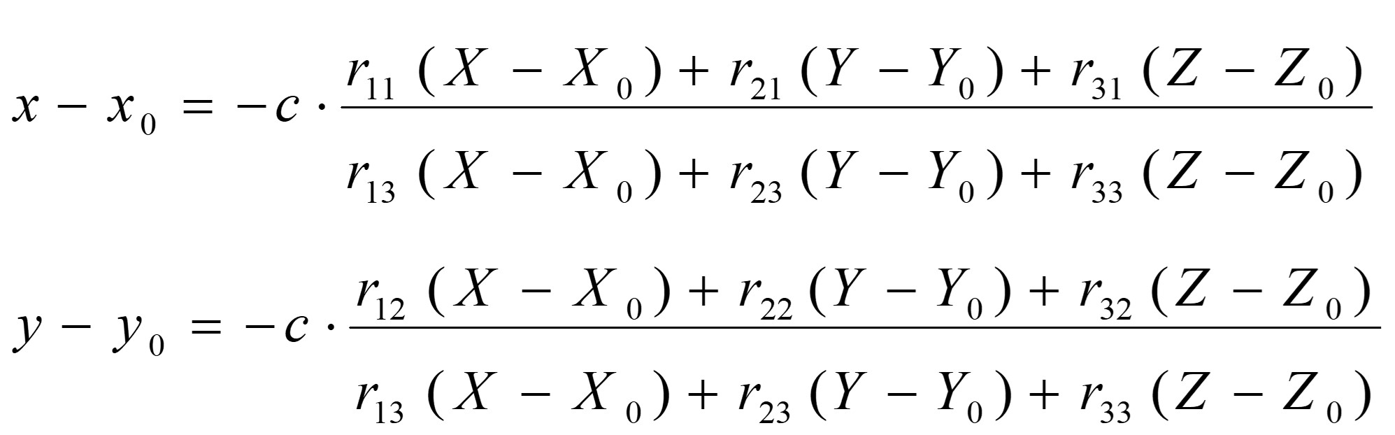 Collinearity equations
