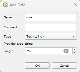 Attribute table new field options