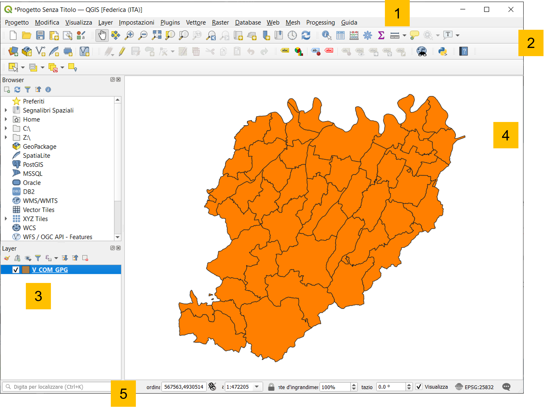 Interfaccia grafica utente di QGIS