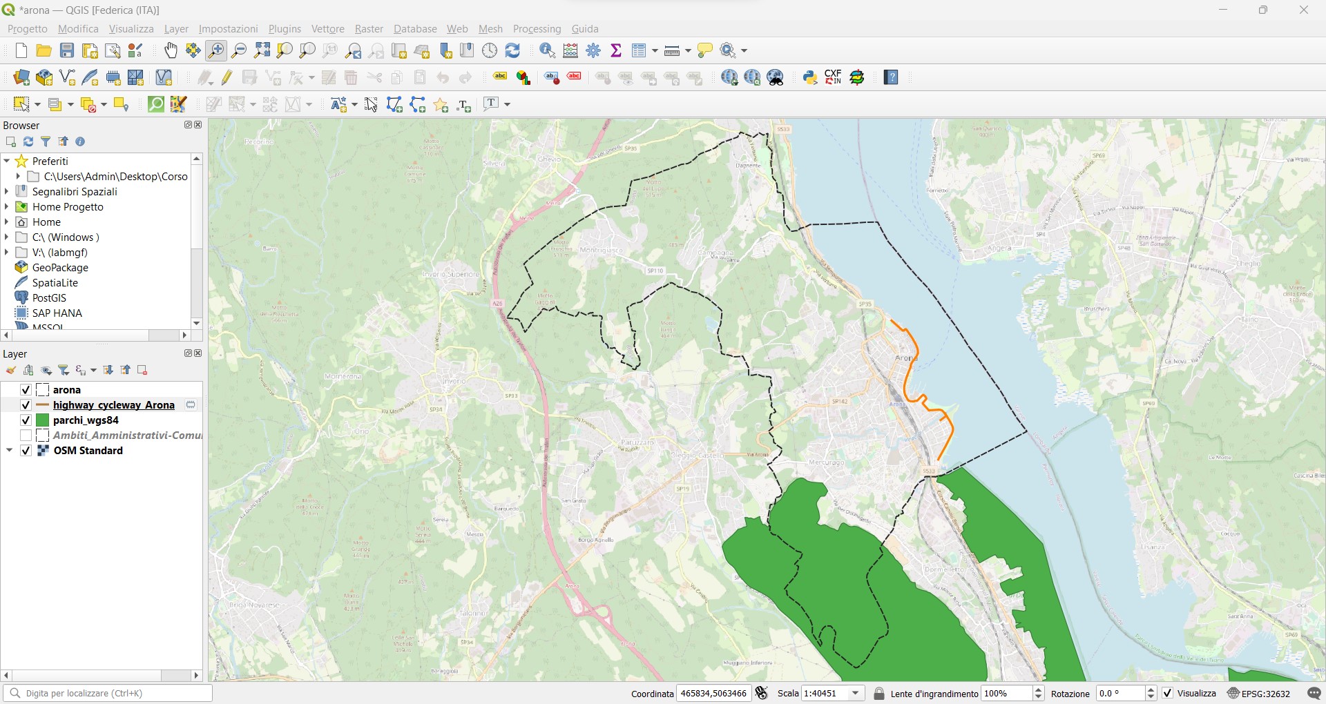 Ciclabili OSM di Arona