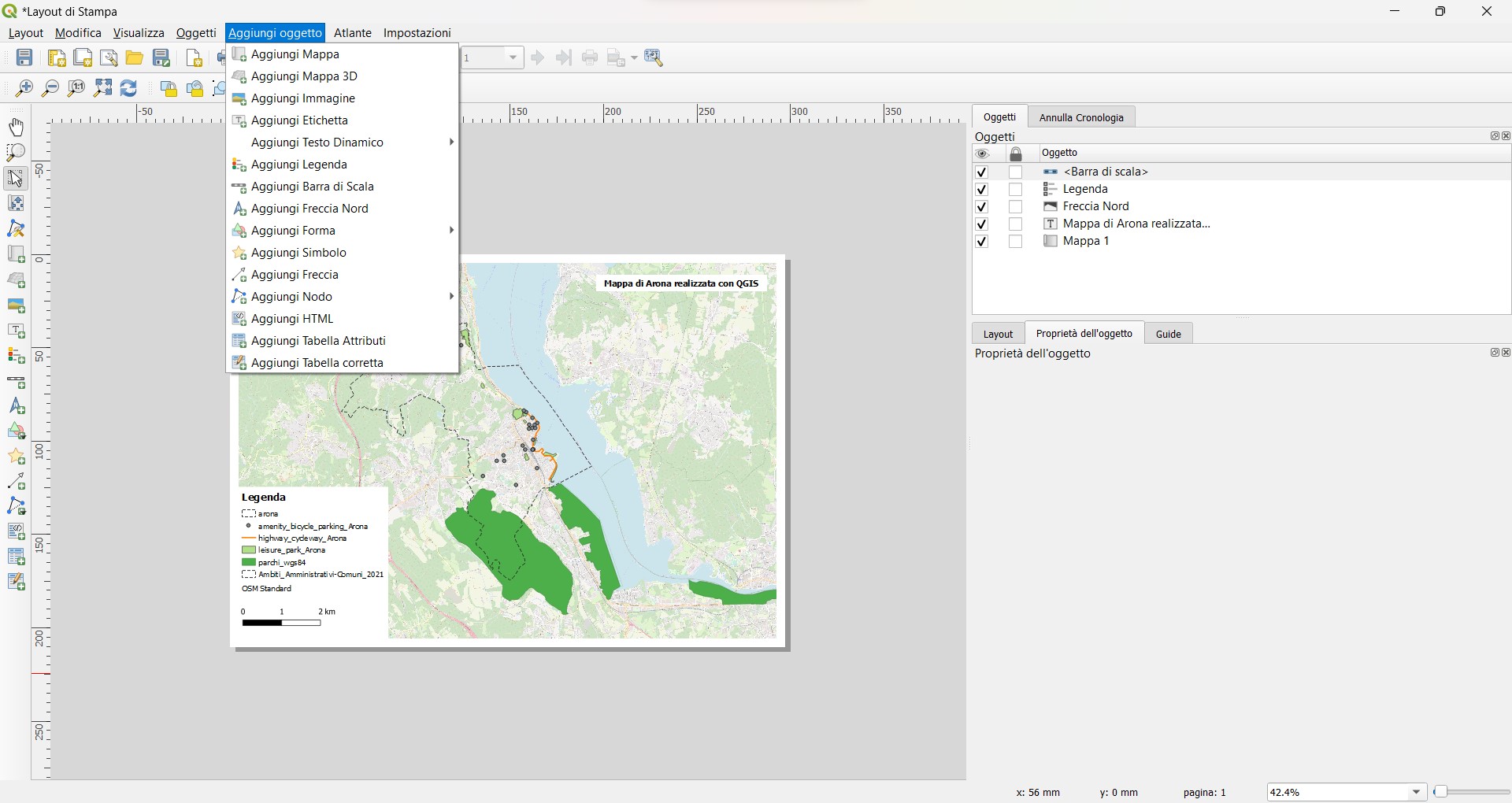Layout di stampa in QGIS