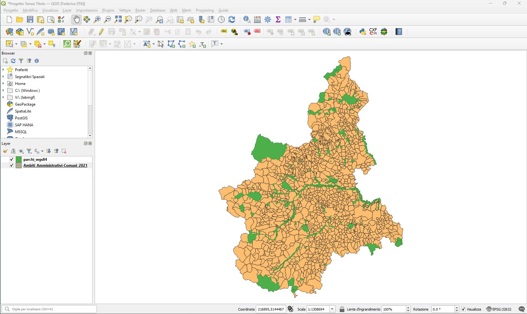 Caricamento vettori shapefile